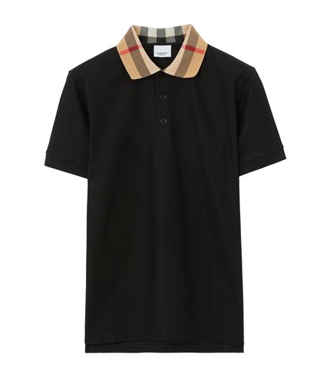 burberry pique polo shirt|Check Collar Cotton Polo Shirt in Black .